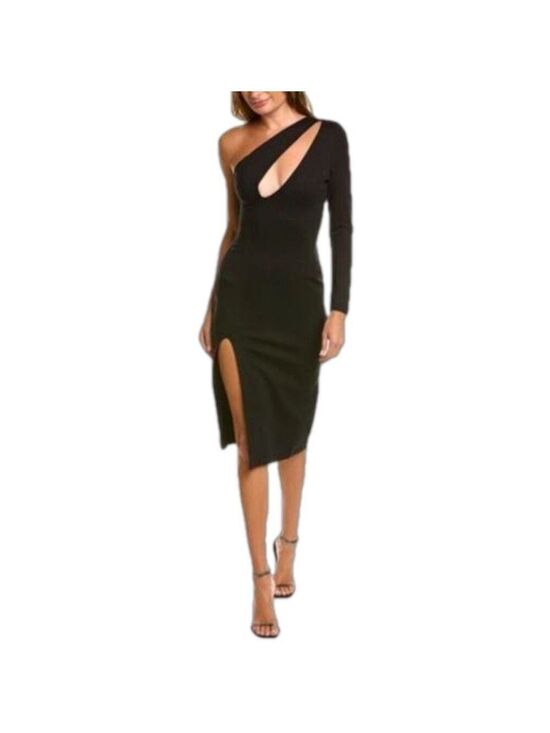 BONHEUR D’AMOUR Dresses & Skirts - NWT. Nathalie Cut Out One Shoulder Midi Black Dress Size Large